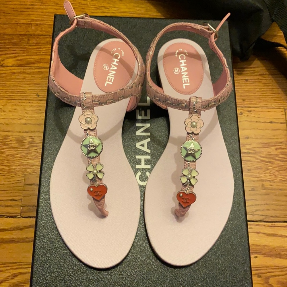 Unworn Pink Chanel Sandals - Picture 1 of 5